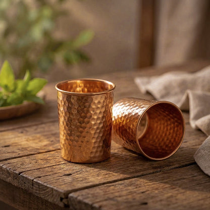 Artisan Hammered Copper Glass Set